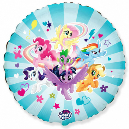 Шар (18""/46 см) Круг, My Little Pony, Дружные Лошадки, Голубой, 1 шт. Е29