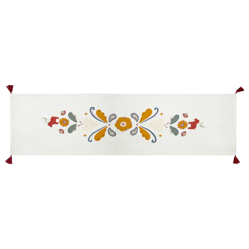 IKEA MÄVINN  (ИКЕА МÄВИНН)  -  Бегунок, бело-красный/кисточка, 35x130 см