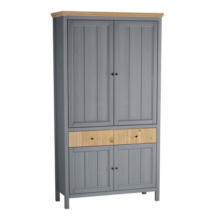 Шкаф для посуды «Сканди» 4 глухие двери и ящики серый 7046/антик