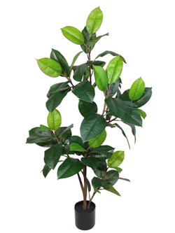 Искусственное растение Фикус Эластика зеленый 130см в кашпо