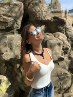 Колье из бисера "Ника" ручной работы с камнем Лазурит