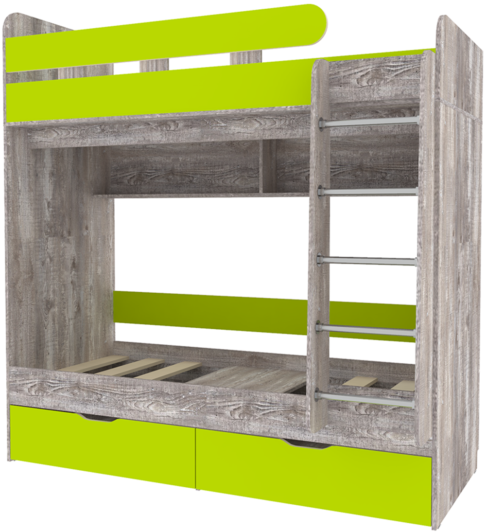 Двухъярусная кровать КарИВи Юниор 5 80x160 Бетон Лайм