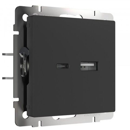 Розетка ТВ+Ethernet RJ-45 6 cat.(черный матовый)