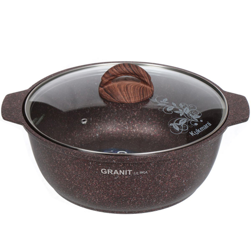 Кастрюля-жаровня алюминий, антиприг, 4 л, с крыш, Kukmara, Granit Ultra, жга41а, красн