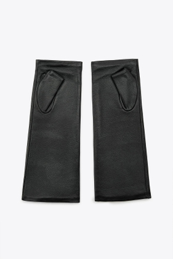 ZARA МИТЕНКИ ИЗ 100% КОЖИ, ЧЕРНЫЙ