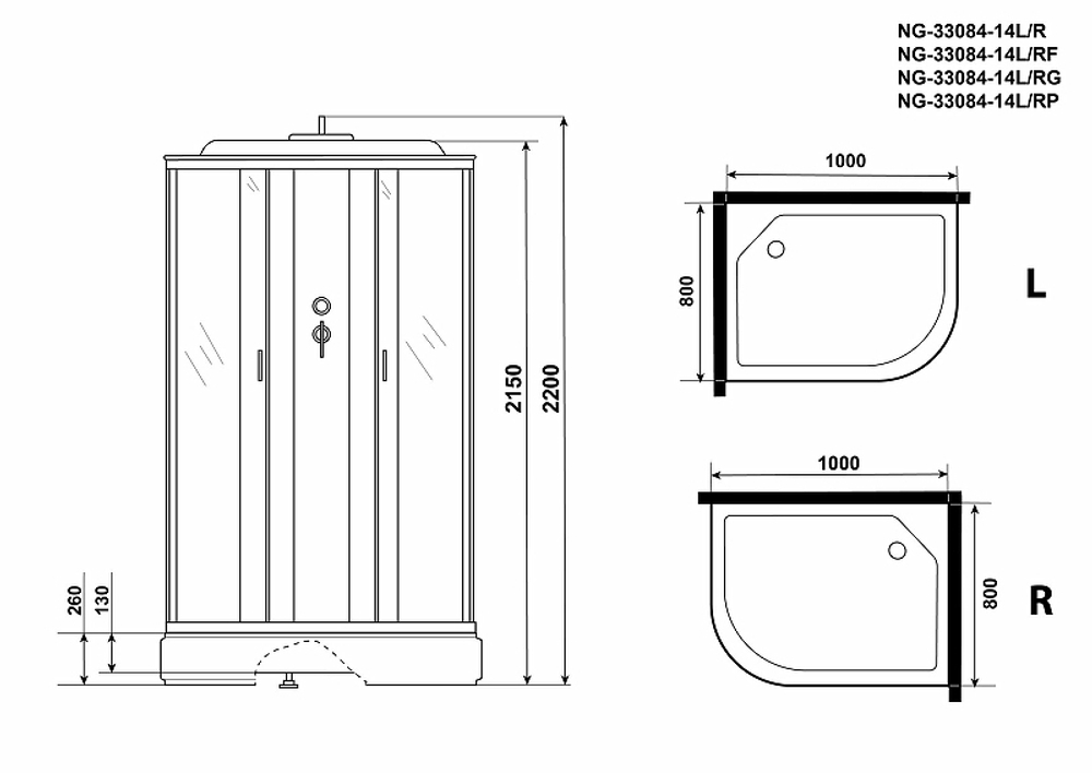 Душевая кабина Niagara Classic 100х80 L NG-33084L без гидромассажа