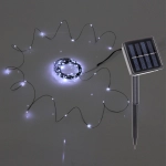 Гирлянда для улицы «Росинка» 10 м 100 ламп LED проволочн.пров. зелен., 8 реж.,IP-54, Белый (солнечная батарея)