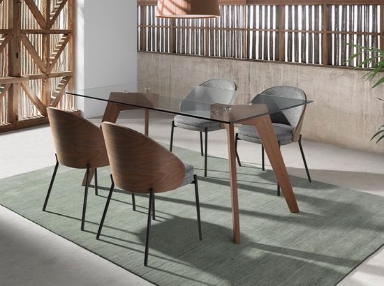 Обеденный стул 4115/DC-S197A из ткани и орехового шпона Испания 