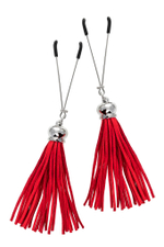 Зажимы на соски «Вилки» с красными кисточками из замши