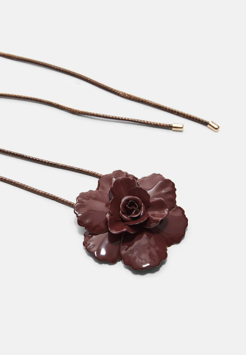 STRADIVARIUS Ожерелье-шнур с металлическим цветком, коричневый
