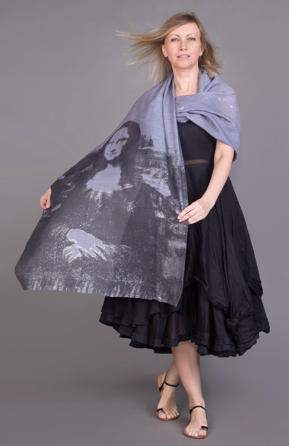 Шаль 70х185 Petrusse Mona голубая Франция