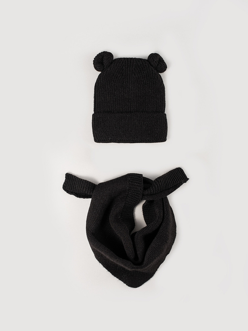 Шапка и шарф Мишка, Черный
