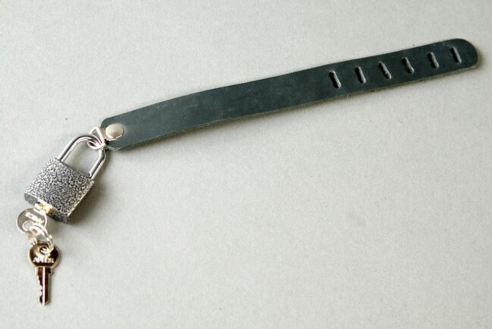 Сбруя на фаллос с замочком (Цвет: черный с серебряным)