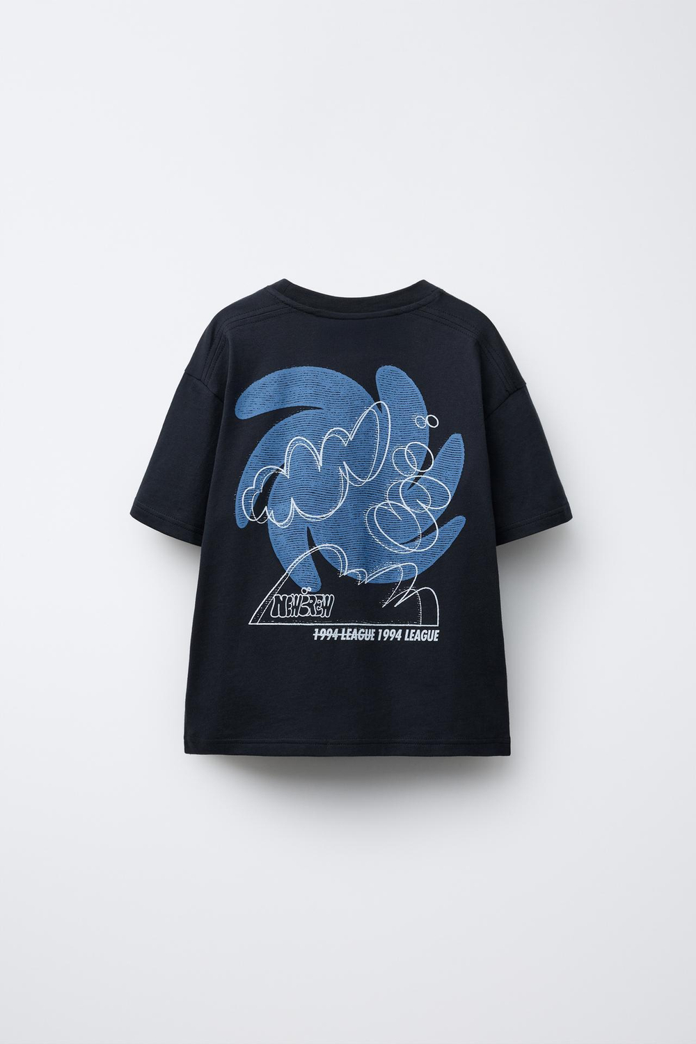 ZARA ФУТБОЛКА С РЕЛЬЕФНЫМ ПРИНТОМ, ЧЕРНЫЙ