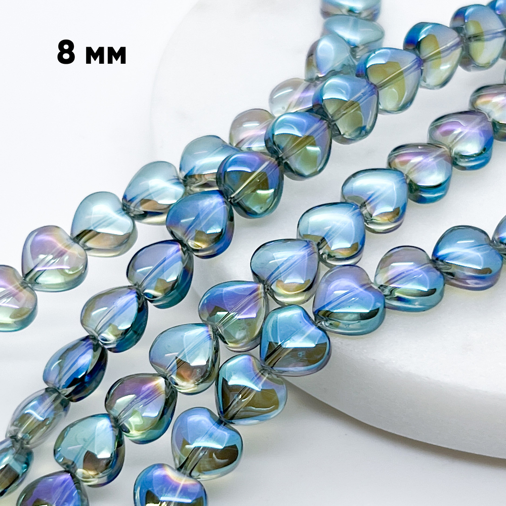 Бусина стекло Сердце, размер 7,7*8,5 мм, цена за набор 10 шт