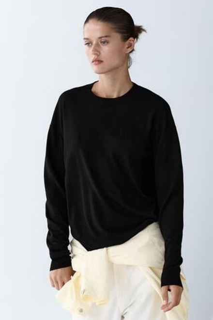 Massimo Dutti Джемпер тонкой вязки из шерсти, черный