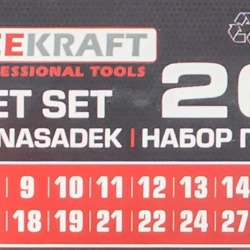 Набор головок с трещоткой и удлинителем 20пр.1/2''(6гр)(8-19,21,22,24,27,30,32мм),в пласт. держателе FORCEKRAFT FK-019-5K