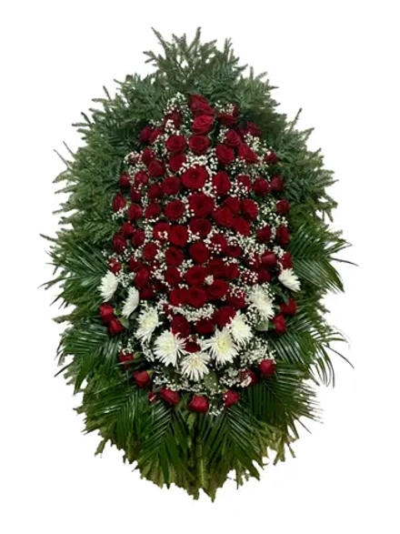 Траурный венок из живых цветов №31 (150 см)