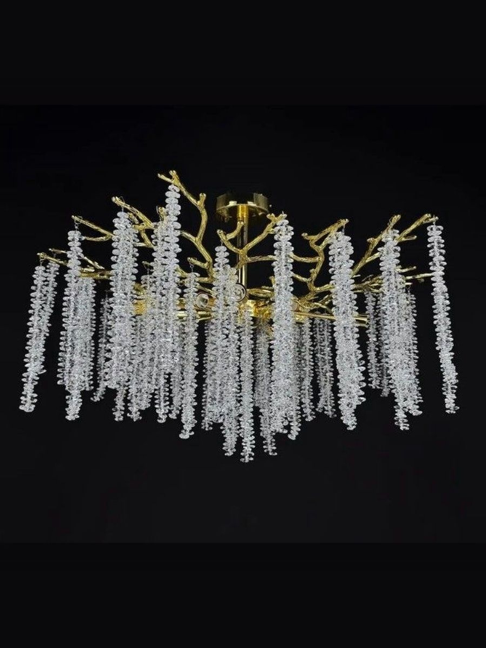 Люстра потолочная на штанге Lanbos, 8 ламп Е14, 320 Вт, до 25 кв м, золотая