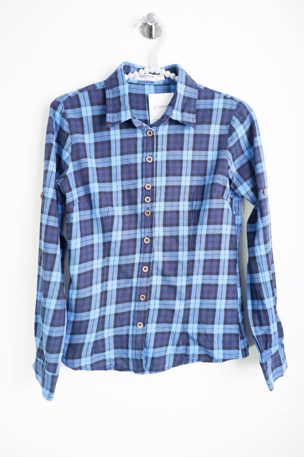 Рубашка в клетку, маркировка XS, визуально на 42 размер