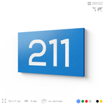 Номер на дверь 211, табличка на дверь для офиса, квартиры, кабинета, аудитории, склада, голубой 120х70 мм, Айдентика Технолоджи