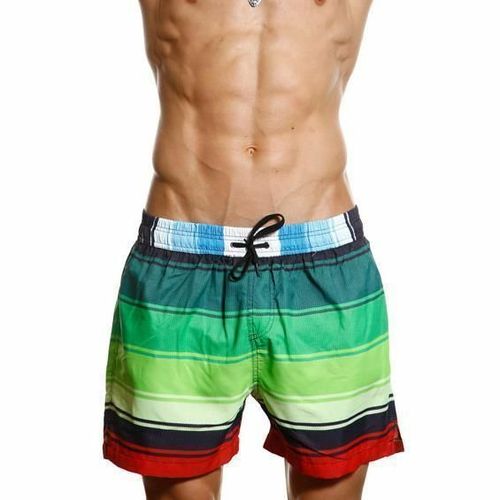 Мужские пляжные шорты Super Dy в зеленую полоску