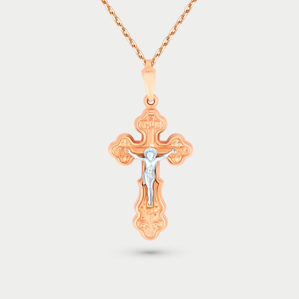 Крест православный из розового золота 585 пробы без вставки (арт. 5404190400)