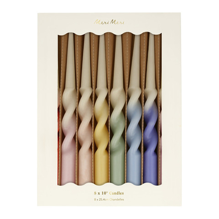 Свечи "Радужные витые" (25 см) 8 шт.