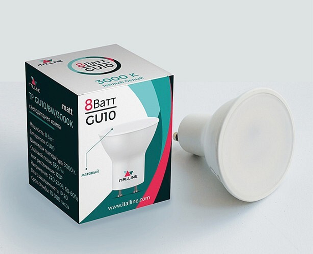 Лампа светодиодная Italline TP GU10/8W/3000K mat