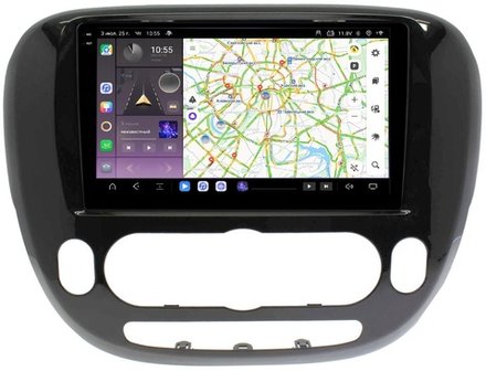 Магнитола для KIA Soul 2 2014-2019 (кондиционер, рамка глянцевая) - Carmedia SF-9740-AB QLed+2K, Android 13, TS20, CarPlay, 4G SIM-слот