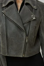 Укороченная косуха с увеличенными плечами, Cерый