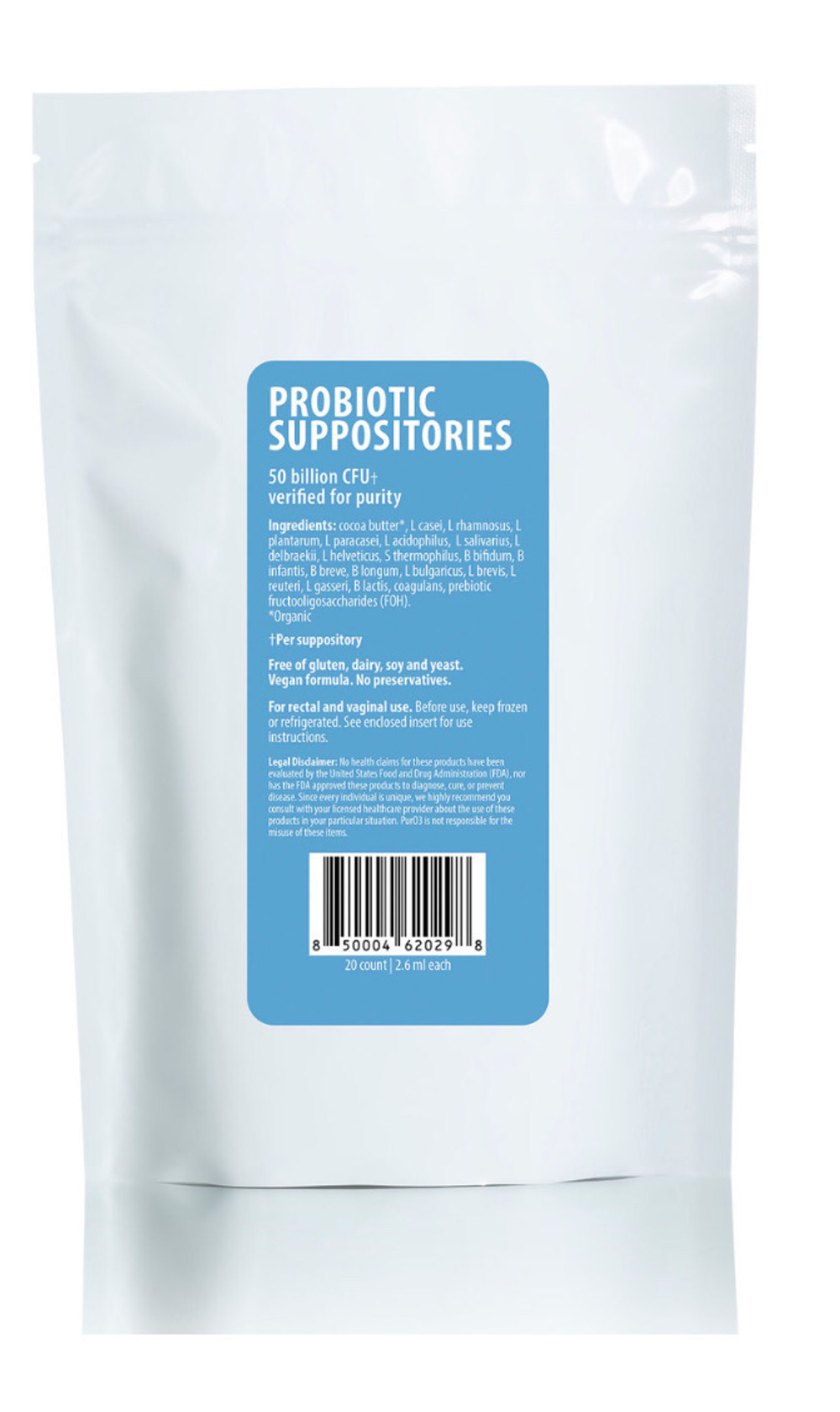 PurO3 Probiotic Suppositories  20 Count