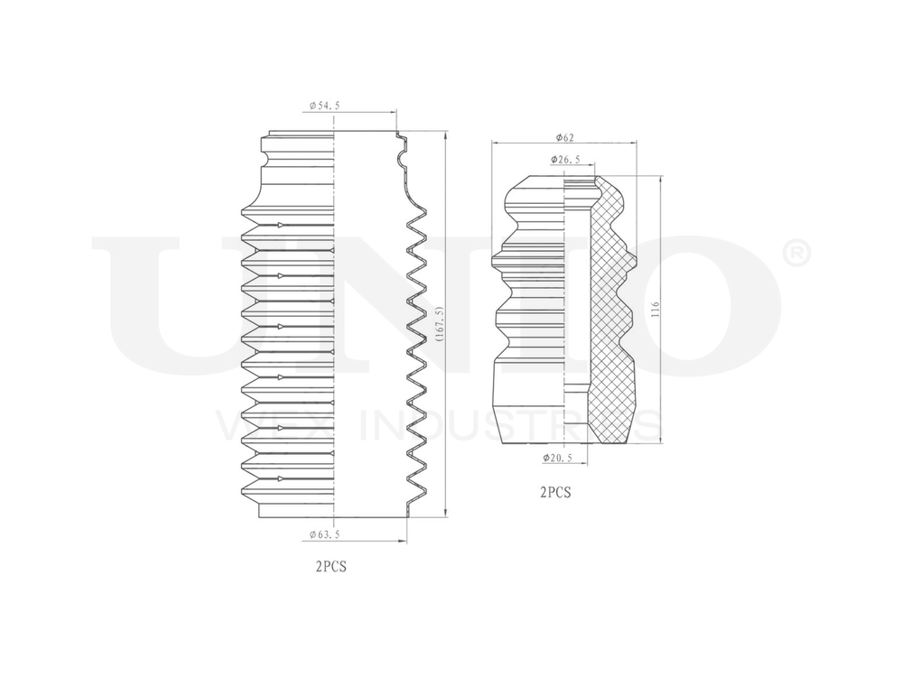 Комплект пыльник и отбойник UNIO DUC-50076