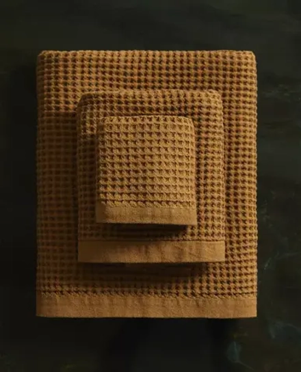 ZARA HOME ВАФЕЛЬНОЕ БАННОЕ ПОЛОТЕНЦЕ, ОЛИВКОВЫЙ