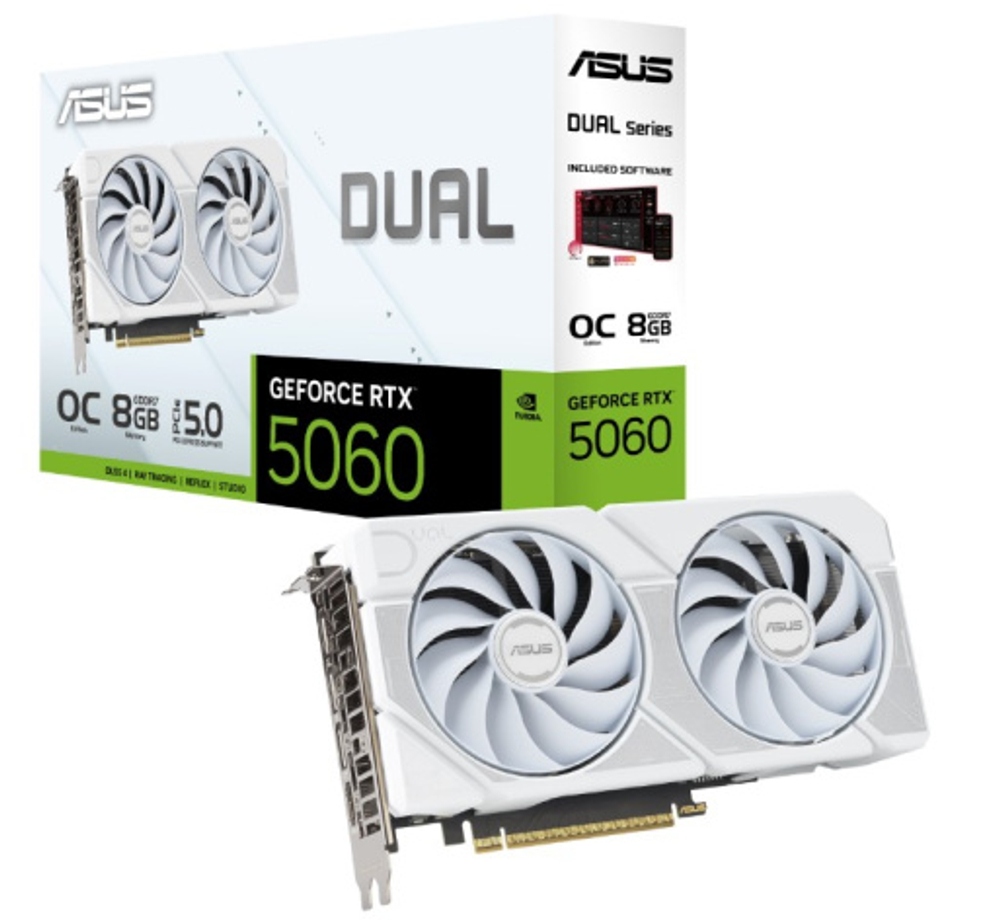 Видеокарта ASUS GeForce RTX 5060 DUAL OC WHITE (DUAL-RTX5060-O8G-WHITE)