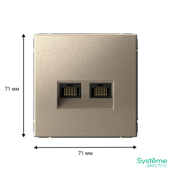 Розетка компьютерная 2-м ArtGallery RJ45 + RJ45 кат.5E механизм шампань SE GAL000585