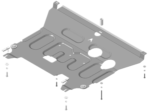 Защита картера двигателя, КПП. 1,5 мм, Сталь. для KIA Rio X-Line 2017-2020, Motodor.50912