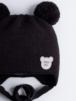 Шапка детская осенняя с завязками и помпонами