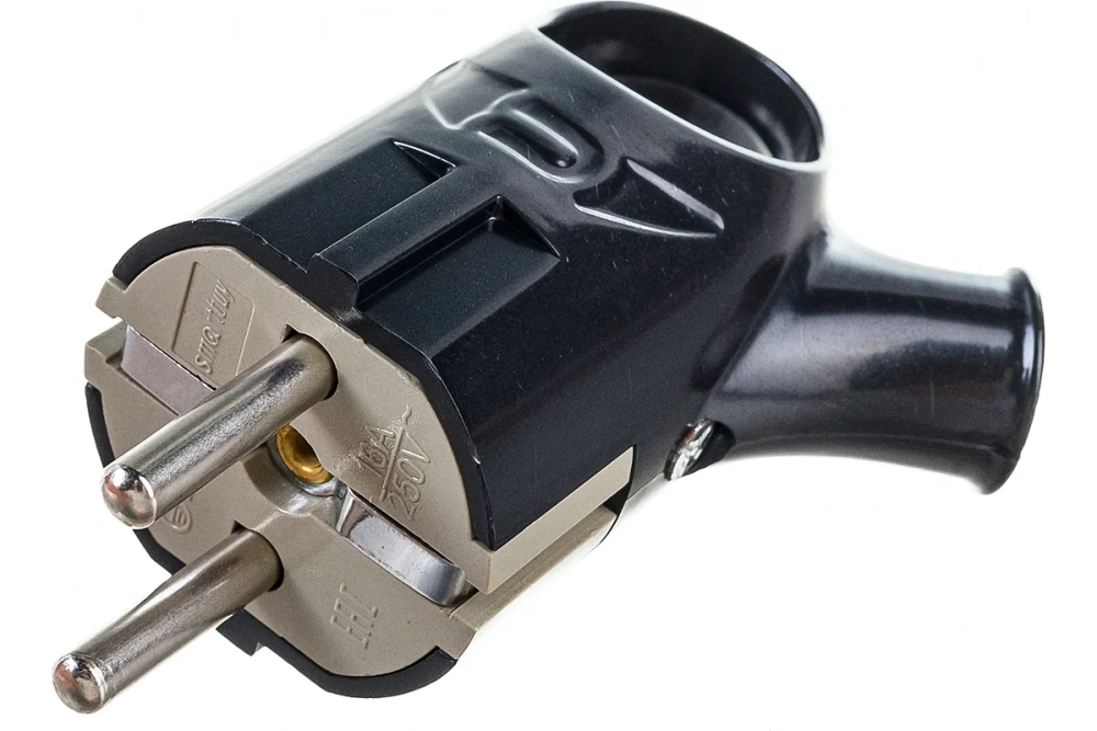 Вилка с кольцом Smartbuy с заземлением черная 16А 250В SBE-16-P03-b