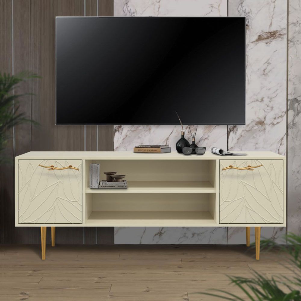 Тумба под ТВ Арт Колор leaves 155см Стайл Голд Серый шелк