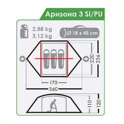 ЛЕГКАЯ ПАЛАТКА NORMAL АРИЗОНА 3 SI/PU