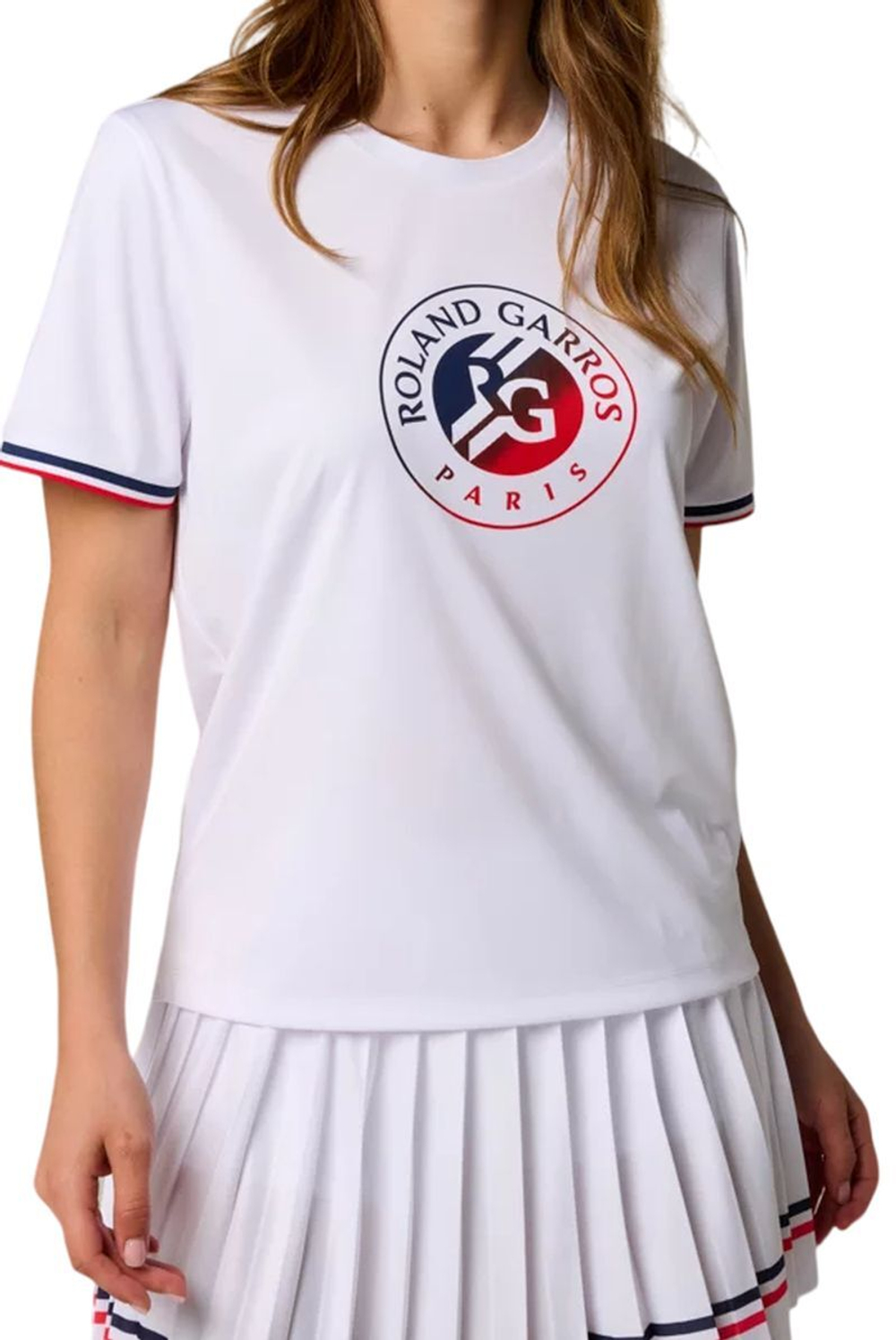Женская теннисная футболка Roland Garros Tricolore - White
