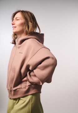 Худи на молнии укороченная с начесом, "Кофе с молоком"