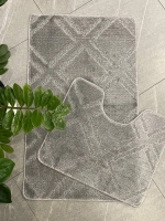 Комплект ковриков для ванной и туалета My Crystal 60*100 и 50*60 Плитка,Ромб,серый
