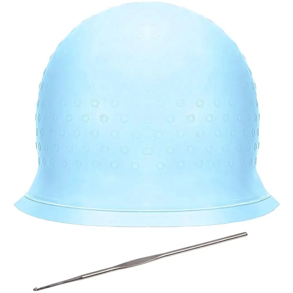 Шапочка силиконовая для мелирования волос «KLEVER», в комплекте с крючком, цвет голубой, 30*23см