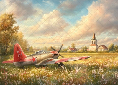 Самолет (тематика 9-е Мая) №1 - фон неопреновый