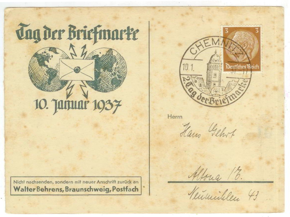 Почтовая карточка - Германия - 1937 г. Подписана, прошла почту