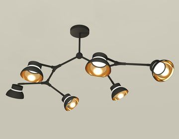 Комплект подвесного поворотного светильника с акрилом 6*GX53 XB9056101/6 SBK/PYG/CL черный песок/золото желтое полированное/прозрачный (C9056, N8145)Techno DIY System Complects Ambrella