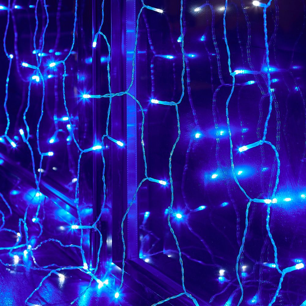 ULD-C3020-240-TTK BLUE-WHITE IP44 Занавес светодиодный с эффектом мерцания. 3х2м. Соединяемый. 240 светодиодов. Белый и синий свет. Провод прозрачный. TM Uniel