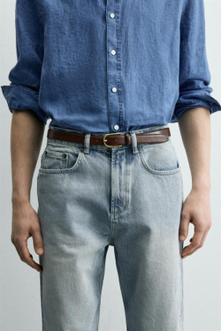 ZARA ДЖИНСЫ STRAIGHT ДЛИНОЙ ДО ЩИКОЛОТКИ, ГОЛУБОЙ